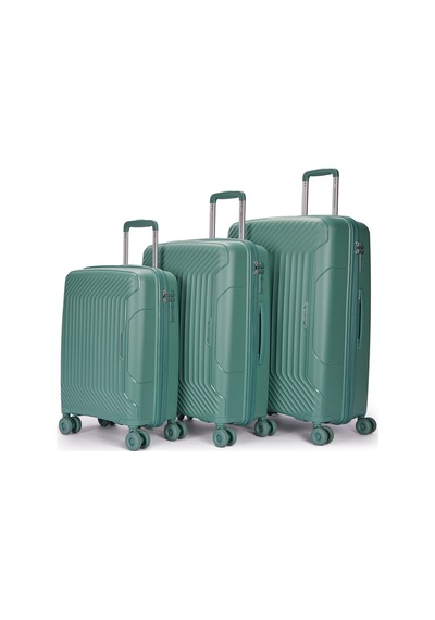 Benetton 3'lü Set Büyük Orta Ve Kabin Boy %100 Polipropilen Valiz 14bnt8001 Yeşil