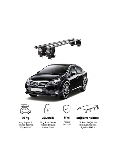 Royal Toyota Avensis 2009-2011 Uyumlu Gri Kilitli Ara Atkı Port Bagaj Tavan Barı