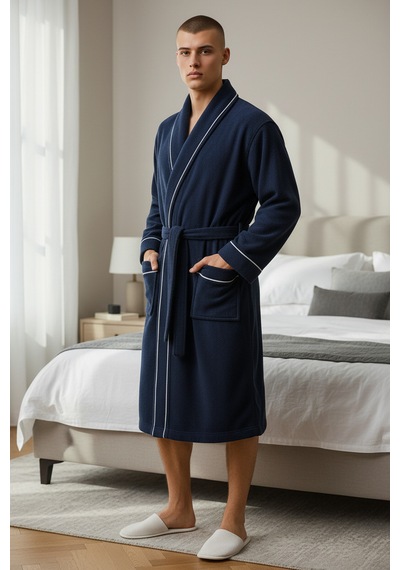 % 100 Pamuklu Laodikeia Kimono Bornoz Unisex Kadın Erkek Lacivert