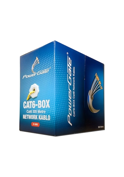 Powergate Cat6-box-yl, 23awg, 0,57mm, Utp, Cat6 Kablo, 305m, Sarı