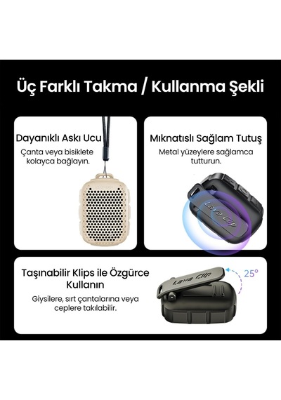Lava Clip 5w Klipsli Su Geçirmez Taşınabilir Mini Bluetooth Hoparlör Bej