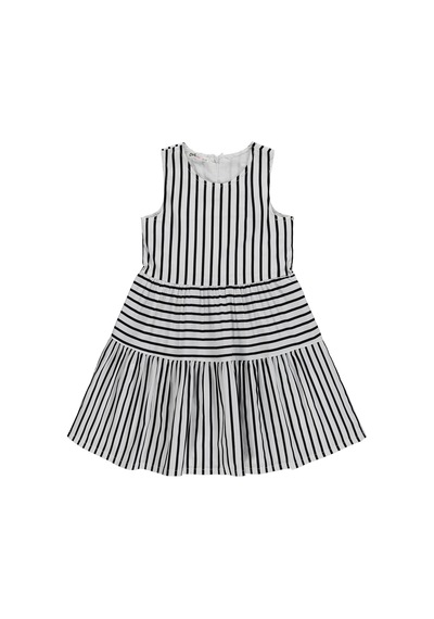 Civil Girls Çizgili Fiyonk Detaylı 6-9 Yaş Elbise - Siyah