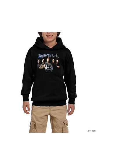 Zepplin Giyim Dream Theater Group Siyah Çocuk Kapşonlu Sweatshirt