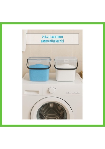 Bezos 2 Li Multibox Deterjanlık Kutusu & Banyo Düzenleyici & Saklama Kutusu 6 Lt Şeffaf Dmc