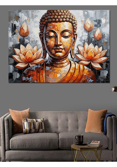 Ahşap Tablo Meditasyon Yapan Buda Ve Lotus Çocuk Odası Tabloları
