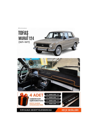Tofaş Murat 124 1971-1977 Uyumlu Torpido Örtüsü, Torpido Kılıfı - Siyah Kahverengi