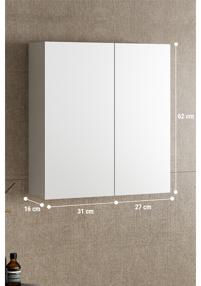 Çiğdem 65 Cm Beyaz Mdf Aynalı Asma Banyo Üst Dolabı Beyaz