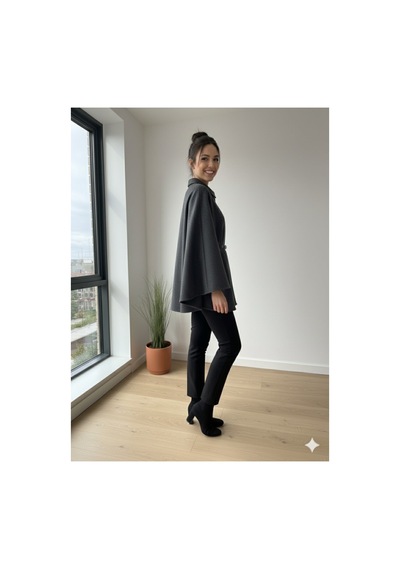 Unika Boutique Kadın Yeni Sezon Kemerli Panço Antrasit