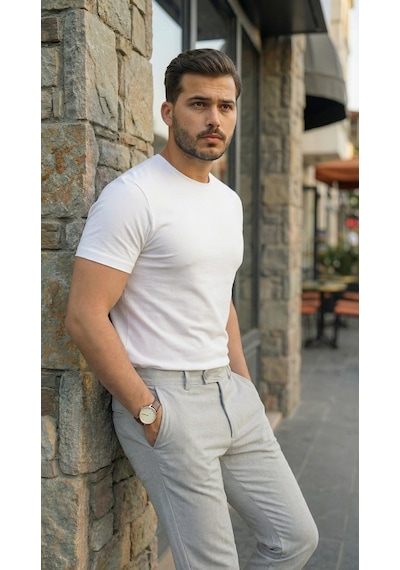 Modi Erkek Slim Fit Dilli Kumaş Pantolon Gri