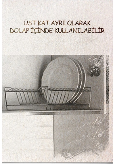 Teknotel İki Katlı Modüler Tabaklık Bulaşıklık Saten Kb010