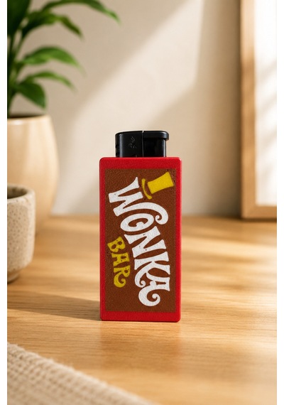 4'lü Wonka Çikolata Bar Temalı 3d Baskı Çakmak Kılıfı, Dekoratif Çakmak Kabı Kırmızı