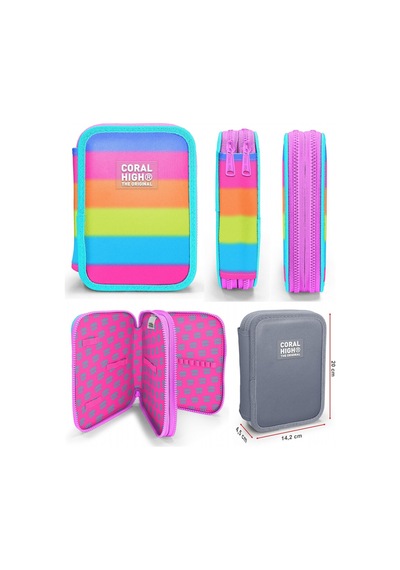 Coral High Pembe Turuncu Renk Geçişli Kız Çocuk Okul Çantası Ve Organizer Kalemlik Seti 23770 11140 Pembe - Sarı