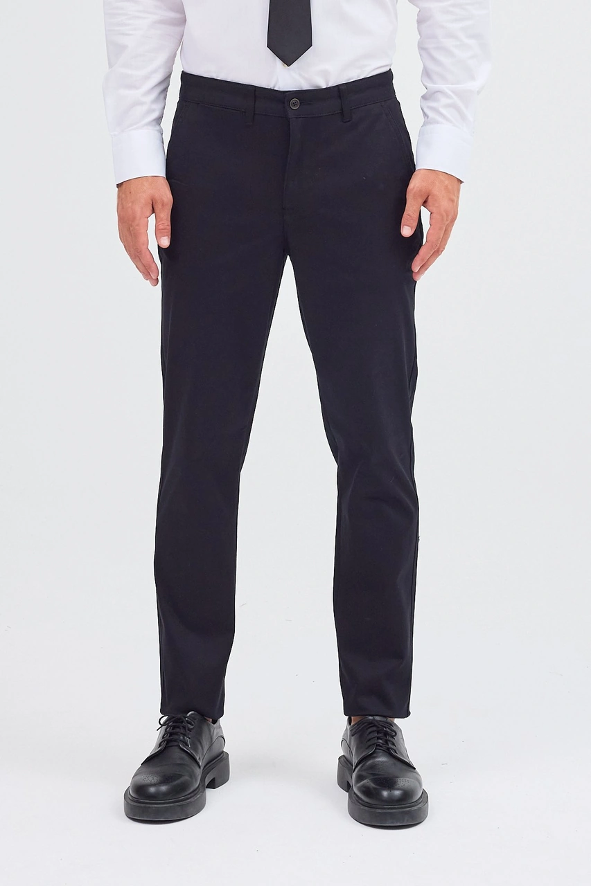 İmza Siyah Yan Cep Düz Paça Pamuklu Slim Fit Chino Casual Pantolon 1003255155 Siyah