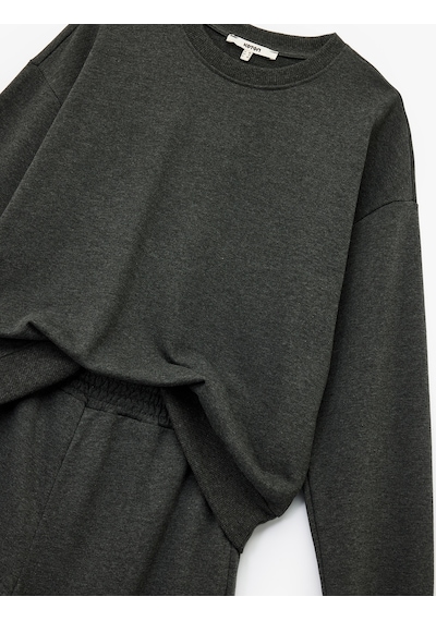 Koton Rahat Kalıp Üç İplik Uzun Kollu Sweatshirt Eşofman Takımı Antrasit 6wak10153ek Antrasit Koton Rahat Kalıp Üç İplik Uzun Kollu Sweatshirt Eşofman Takımı Antrasit 6wak10153ek Antrasit