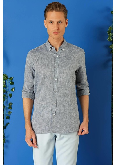 Efor Comfort Fit Düğmeli Yaka %100 Keten Apoletli Casual Lacivert Gömlek G 1564 Lacivert Efor Comfort Fit Düğmeli Yaka %100 Keten Apoletli Casual Lacivert Gömlek G 1564 Lacivert