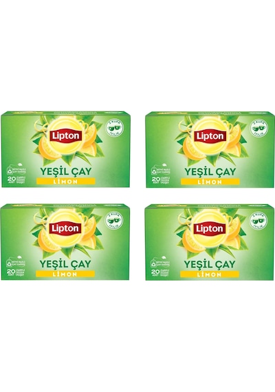Lipton Berrak Limonlu Bardak Süzen Poşet Yeşil Çay 20'li Paket X 4 Adet