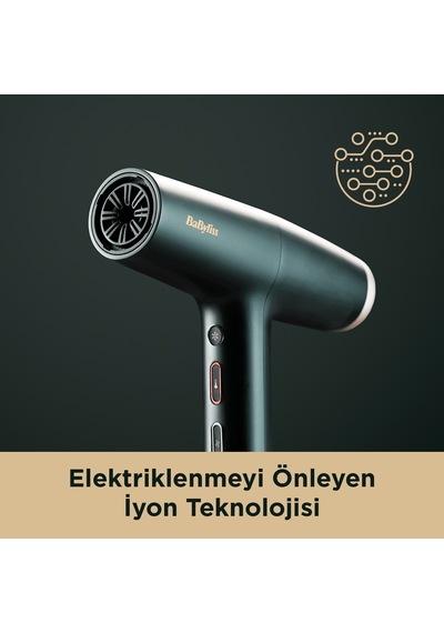BaByliss Air Power Pro Dijital 1700w Motor İyon Etkili Yüksek Hızlı 4 Isı Ayarlı Saç Kurutma Makinesi D6555de