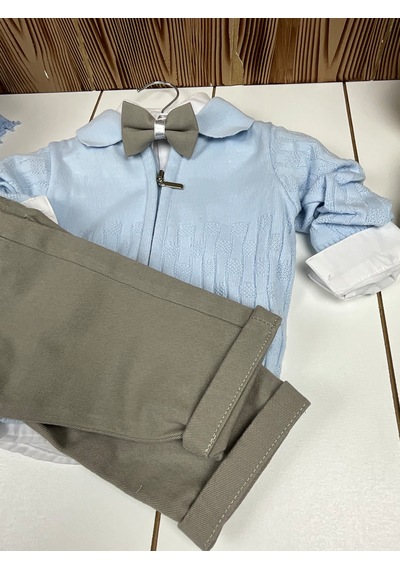 Concept Kids Hırkalı Triko Takım Bebe Mavi - Gri