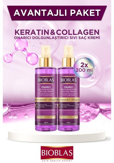 Sıvı Saç Kremi Kolajen+keratin 2 X 200ml