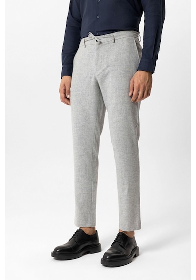 Back And Bond Açık Gri Slim Fit Beli Bağcıklı Yünlü Jogger Pantolon Çok Renkli
