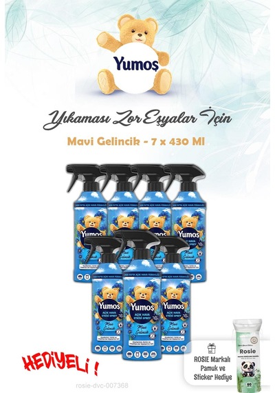 Yumoş 7 Adet Sprey 430 Ml Mavi Gelincik Yıkanması Zor Eşyalar Ve Rosıe Tekli