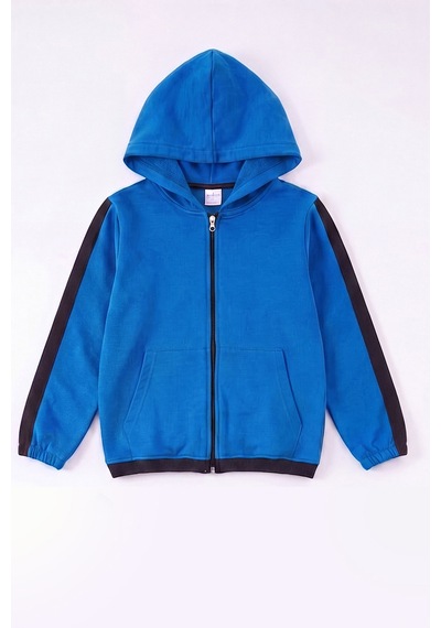 Fyk Kids Kız Çocuk Fitilli Crop Ve Şerit Detaylı Eşofman Takımı Seti Sax Mavisi