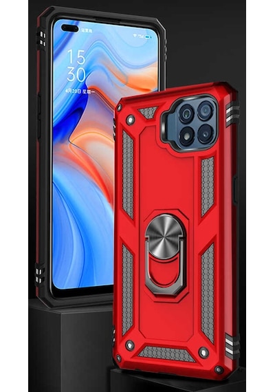 Teknomoda Oppo Reno 4 Lite Tank Zirh Metal Yüzüklü Standli Kilif 526765681