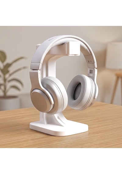 Happy3dworld Geometrik Kulaklık Standı, 3d Baskı Mat Beyaz Minimalist Masaüstü Düzenleyici