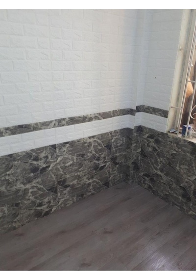 Renkli Duvarlar Nw13 Alaca Gri Kendinden Yapışkanlı 3D Dekoratif Duvar Paneli
