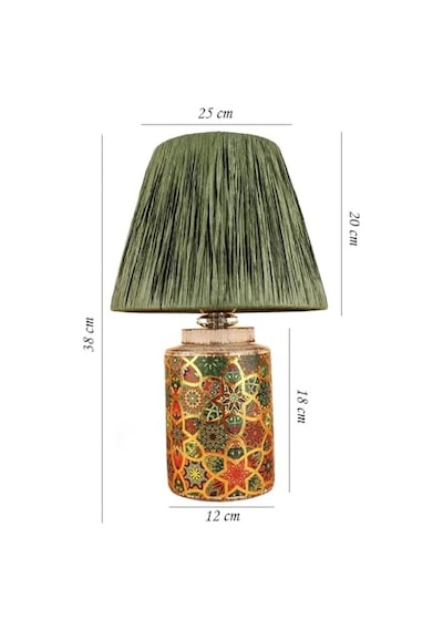 Timide Desenli Handmade Seramik Abajur Yeşil El Yapımı, Modern, Doğal Tonlu Dekoratif Aydınlatma E27 Duy Uyumlu A Enerji Sınıfı Ce Sertifikalı Enerji Sınıfı A 10 Parça Siyah
