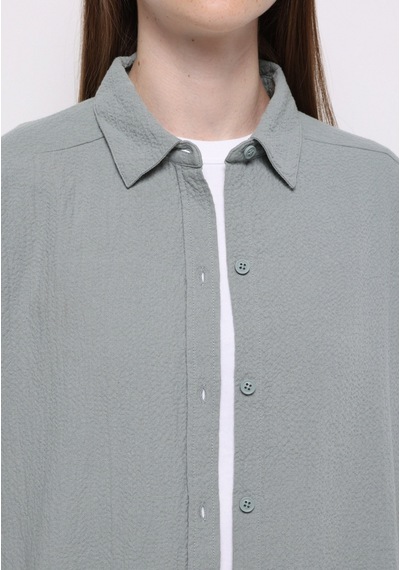 Colin's Colins Relax Fit Shirt Neck Düz Kadın Yeşil Uzun Kol Gömlek Cl1077307 Q1.v1 Sag Sage