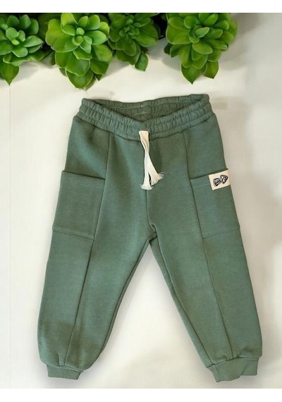 Zekids Çocuk 3 İplik Şardonlu Eşofman Alt-14209 YESIL