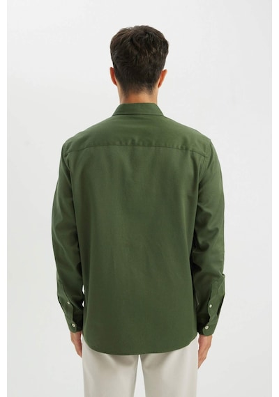 DeFacto %100 Pamuk Regular Fit Düğmeli Basic Düz Gabardin Uzun Kollu Gömlek A5383AX24AUGN900