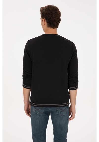 U.S. Polo Assn. Erkek Regular Fit Bisiklet Yaka Siyah Sweatshirt 50316372-VR046