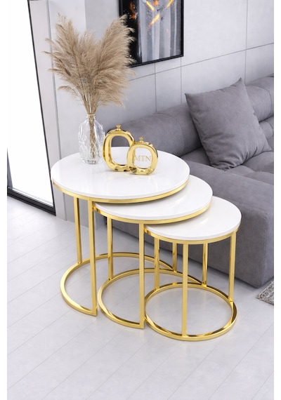Armoni 3'lü C Zigon Gold Kaplama Beyaz Mdf Mebran Demonte