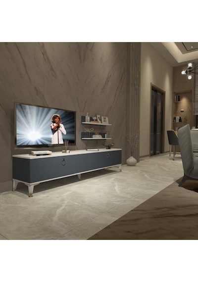 Decoraktiv Eko 4 Mdf Std Gold Tv Ünitesi Tv Sehpası Beyaz - Antrasit
