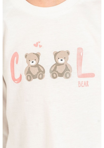 Rolypoly Kız Çocuk Cool Bear Beyaz Uzun Kol Pijama Takım Rp3912-c-v1 Rp3912-c-v1