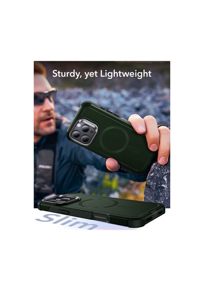 Esr Apple Uyumlu iPhone 16 Pro Cyber Tough Halolock Magsafe Stantlı Silikon Kılıf Green Green