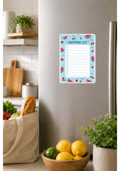 Alışveriş Listesi - A5 - Mıknatıslı - Pvc - Buzdolabı Notluk & Masaüstü - Yaz Sil - Planlayıcı - 4422 Çok Renkli