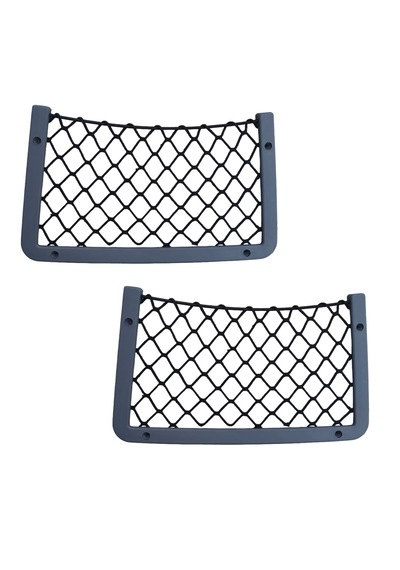 2 Adet Gri Fileli Ceplik. Tekne Ve Karavan File Ceplik. 14x30cm