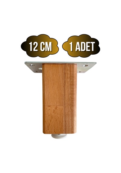 Kale Ayarlı Ahşap Ayak Mobilya Masa Ve Dolap Ayağı Kayın Kayın/gürgen Ağacı 12cm 1 Adet Ahşap Rengi