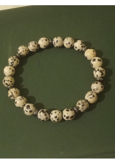Doğal Taş Bileklik Dalmaçyalı Jasper