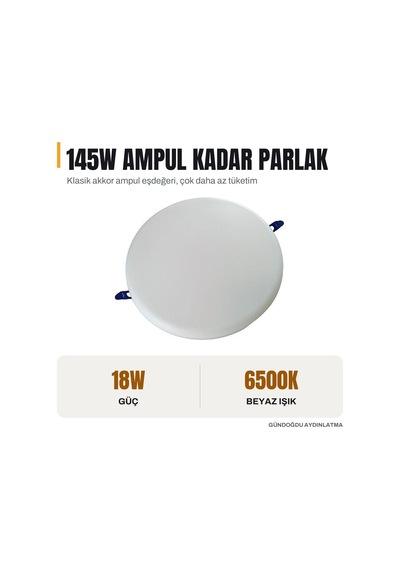 Jupıter Ayarlanabilir Led Panel 18w 6500k Beyaz Işık Beyaz - Ld618-6500k