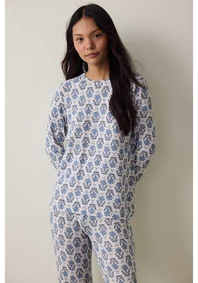 Penti Çiçek Baskılı Tea Time Termal Etkili Sweatshirt Pijama Üstü
