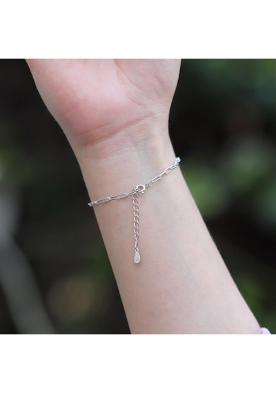 Trend Mini Plaka Gümüş Bileklik Gümüş