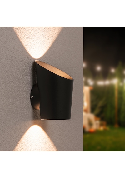 Forlife Fl-1710 2x3w Led Duvar Apliği 3200k Günışığı Petunya Metal Bahçe Duvar Lambası Ip64 Dış Mekan Siyah