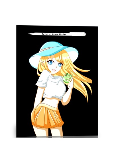 Siyah Sayfalı Defter A4-a5 Anime 60 Sayfa Beyaz Kalem Hediyeli