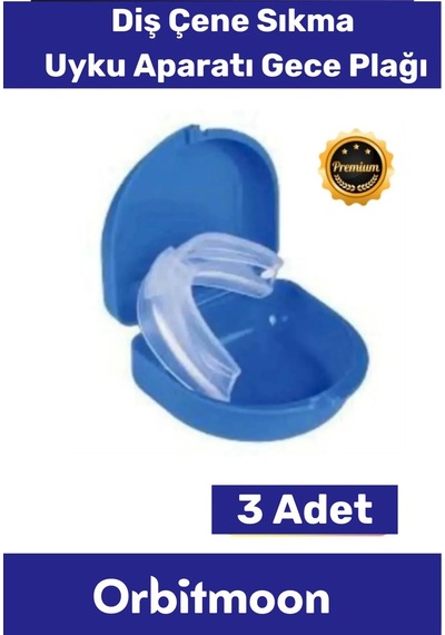 Premium Özel Seri Gece Plağı Çene Diş Sıkma Gıcırdatma Önleyici Koruyucu Diş Aparatı 3 Adet