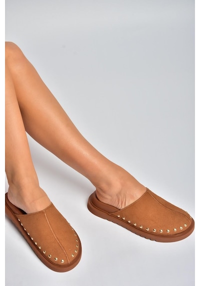 Fox Shoes Y918132902 Taba Süet Önü Kapalı Sabo Terlik