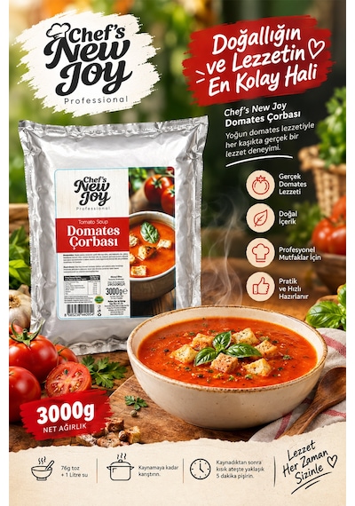 Chefs New Joy Domates Çorbası 3000 Gr Tomato Soup Hazır Çorba